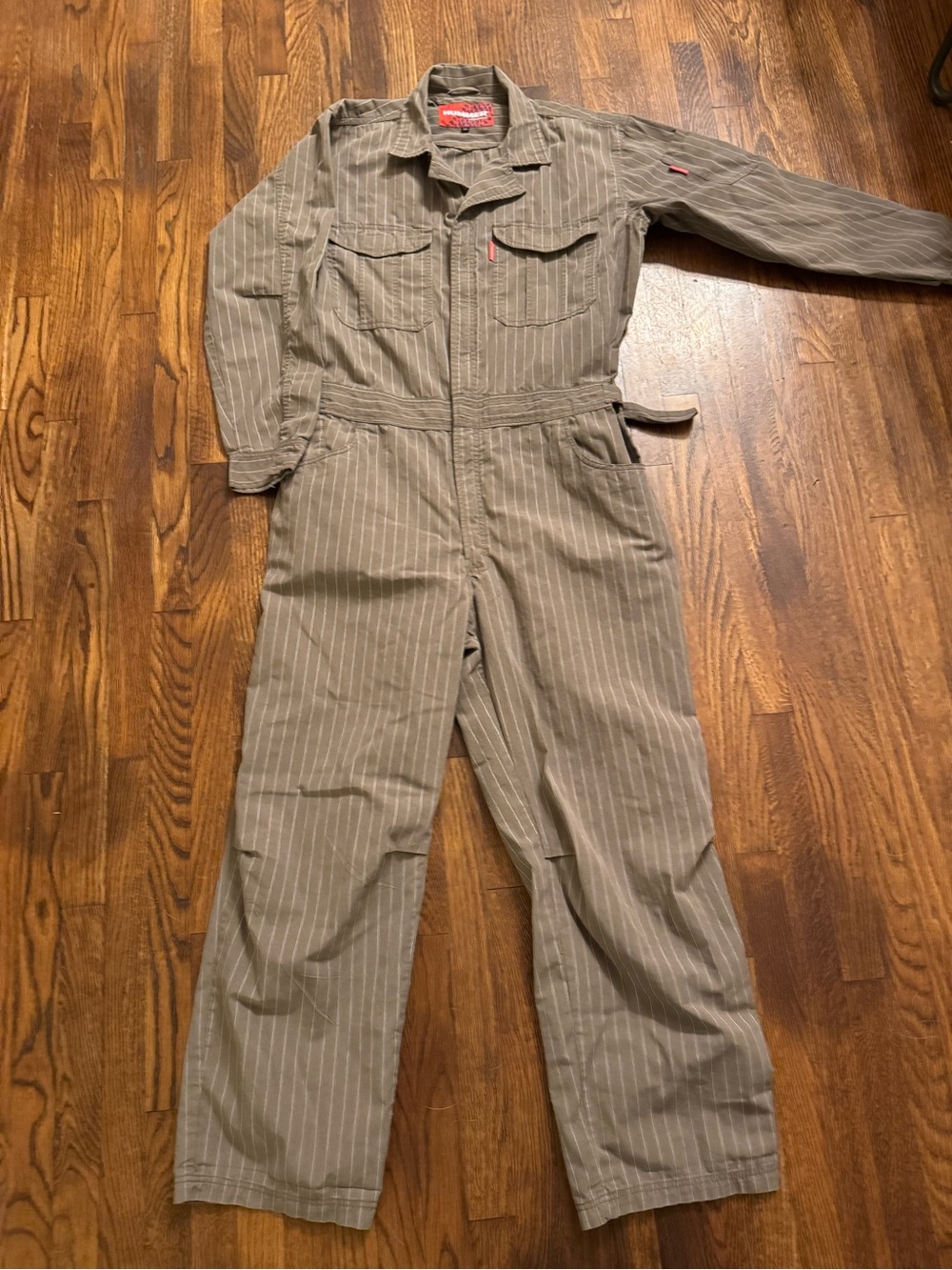 Hummer pin striped jumpsuit size large